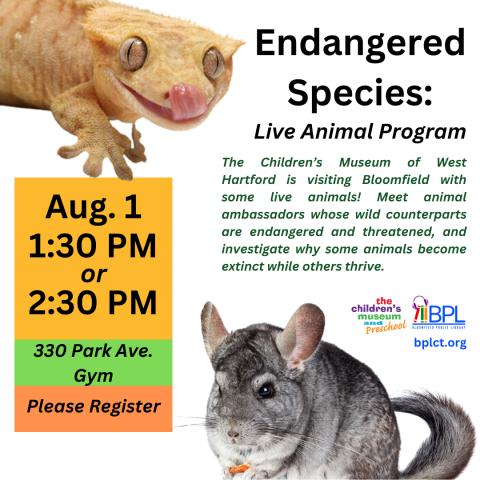 endangered species live animal program august 1 at 2:30 p m