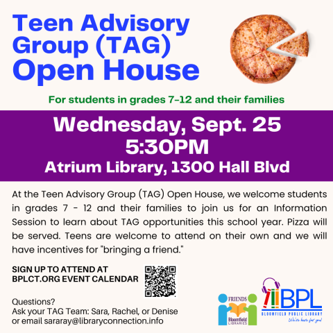 pizza and description about tag open house