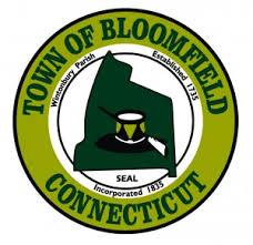 Town of Bloomfield Connecticut seal with town map outline and drum