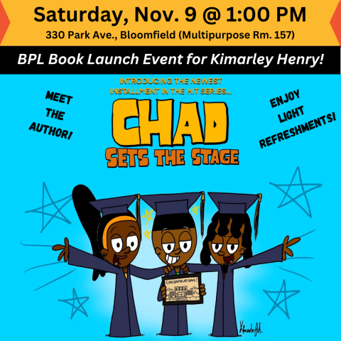 bpl book launch event for kimarley henry saturday november 9 at 1 p m 3 chad comics characters for new book chat sets the stage