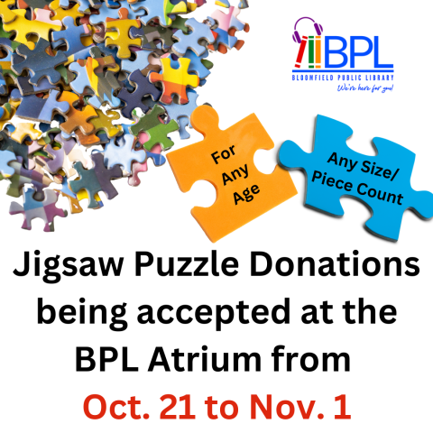 jigsaw puzzle donations being accepted at the BPL Atrium from october 21 to november 1 for any age and any size or piece count