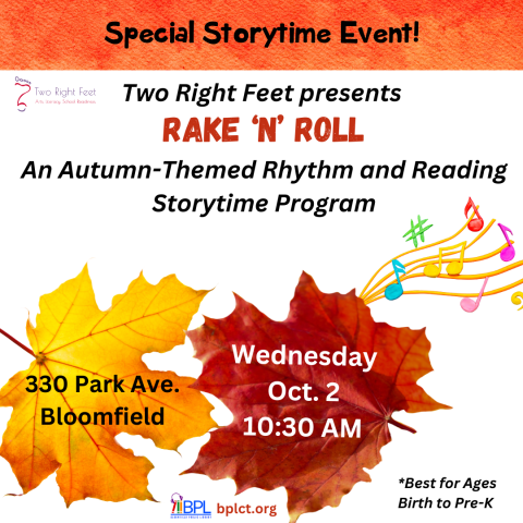 special storytime event two right feet presents rake n roll october 2 at 10 30 a m at 330 park avenue