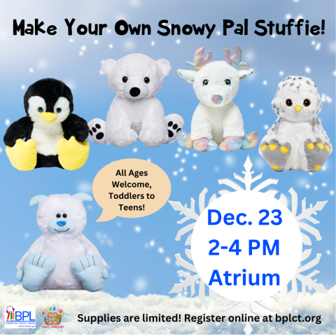 make your own snowy pal stuffied images of a penguin, polar bear, reindeer, snowy owl and yeti