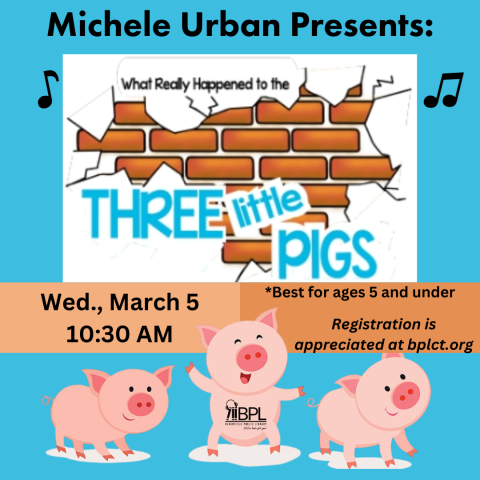 michele urban presents what really happened to the three little pigs image of 3 pigs and brick wall