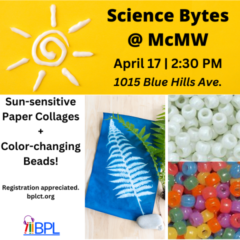 science bytes at mcmahon wintonbury library sun sensitive paper collages and color changing beads image of photo sensitive paper and beads