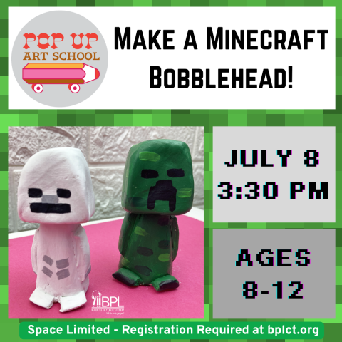 pop up art school make a minecraft bobblehead july 8 ages 8 to 12 image of minecraft bobble heads