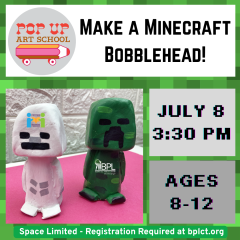 pop up art school make a minecraft bobblehead july 8 ages 8 to 12 image of minecraft bobble heads