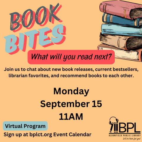 book bites logo with old looking books and text what will you read next
