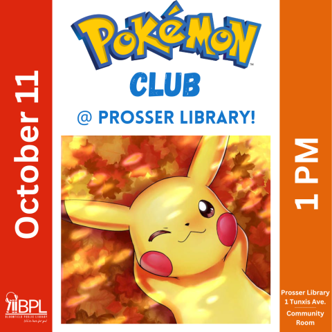 pokemon club at prosser october 11 at 1 p m picture of pikachu in fall leaves