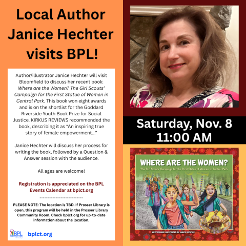 local author janic hechter visits bpl image of author and her recent book