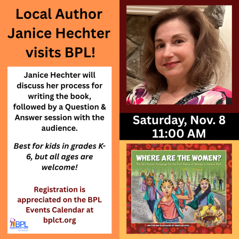 local author janic hechter visits bpl image of author and her recent book