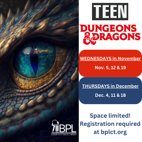 teen dungeons and dragons wednesdays in november thursdays in december image of dragon