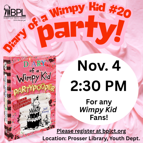 diary of a wimpy kid number 20 party at prosser library november 4 at 2:30 p m image of book cover for partypooper