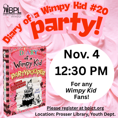 diary of a wimpy kid number 20 party at prosser library november 4 at 12:30 p m image of book cover for partypooper