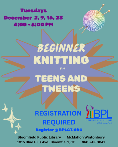 Knitting for Teens and Tweens December 2, 9, 16, 23
