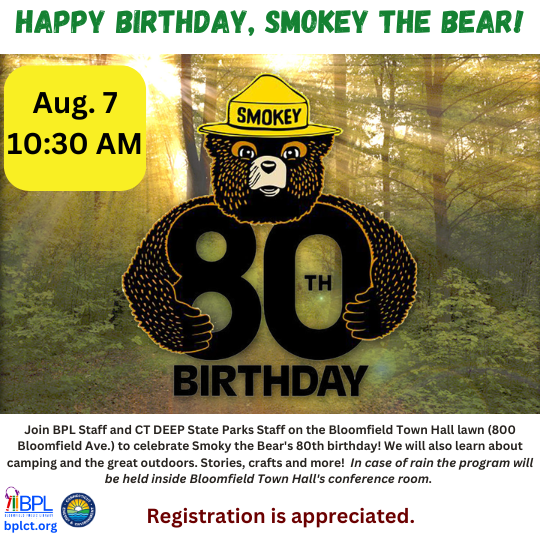 smokey the bear 80th birthday logo happy birthday smokey the bear storytime on august 7 at 10 30 a m