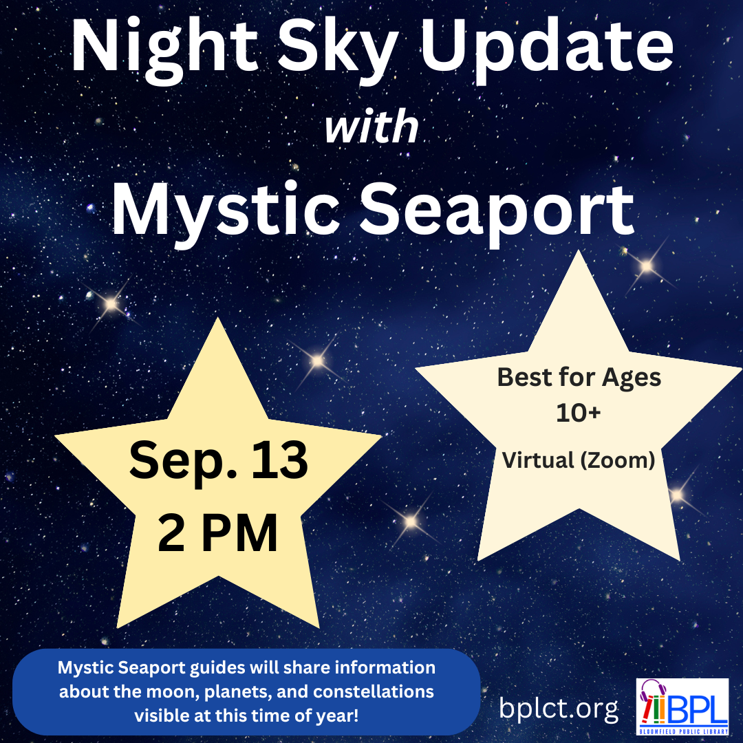 night sky update with mystic seaport star background september 13 at 2 p m virtual on zoom