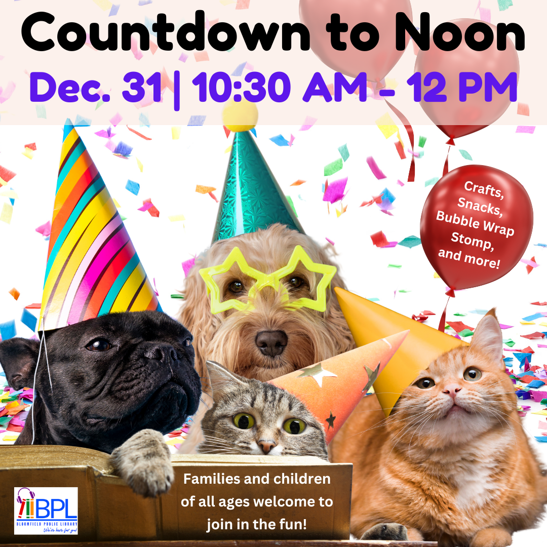 countdown to noon picture of dogs and cats with party gear on