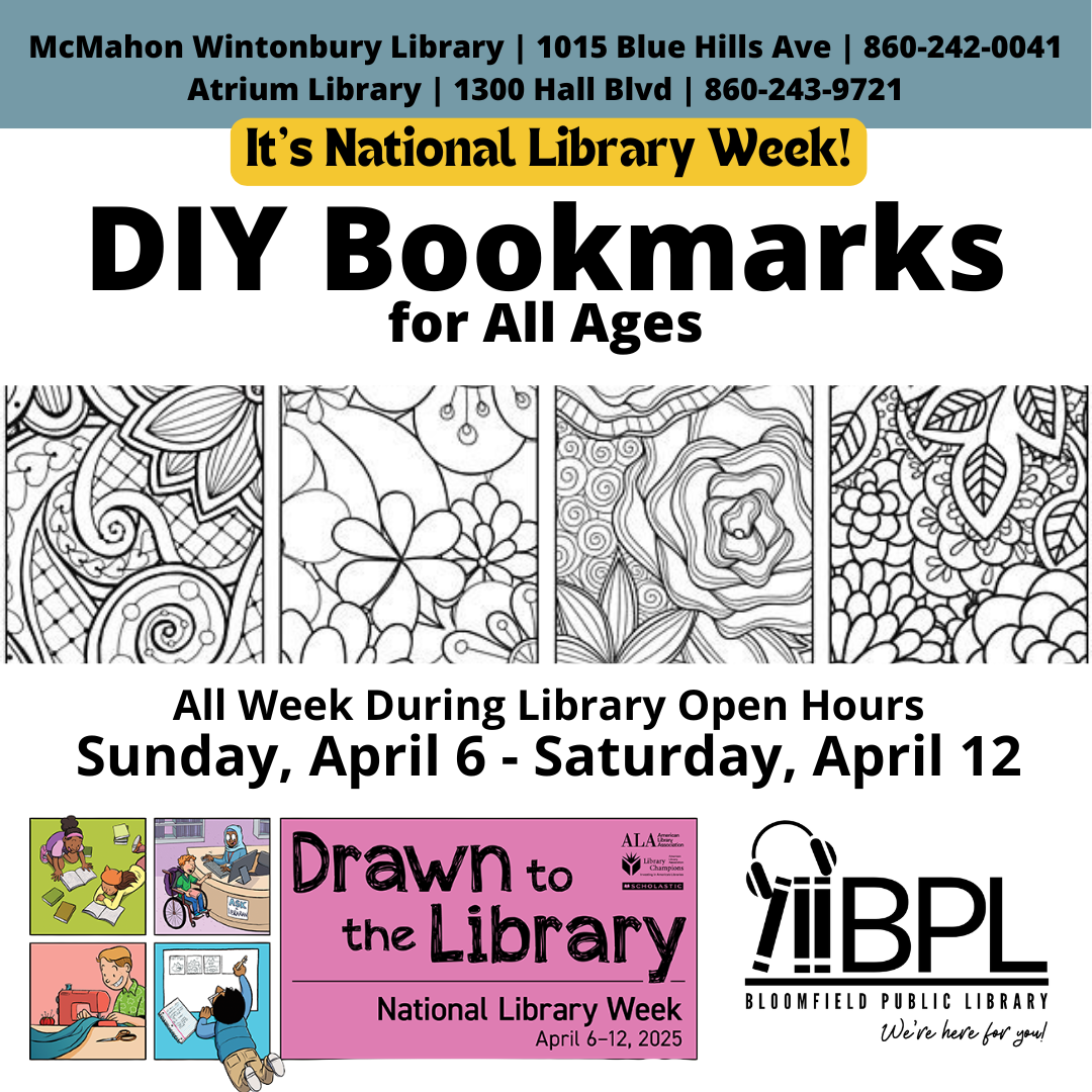 color your own bookmarks at bpl for national library week april 6 through 12