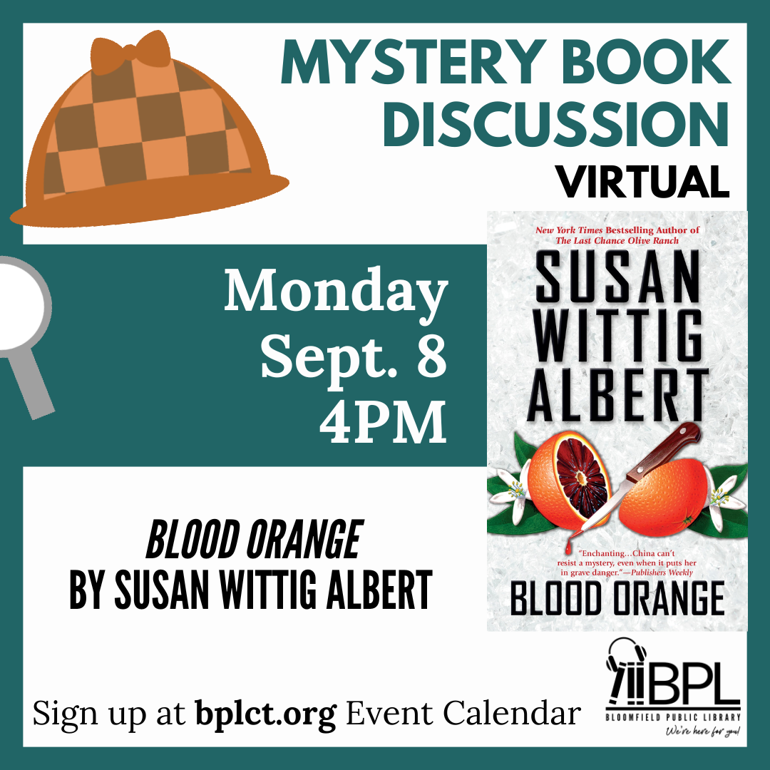 book cover of blood orange with sherlock hat and magnifying glass
