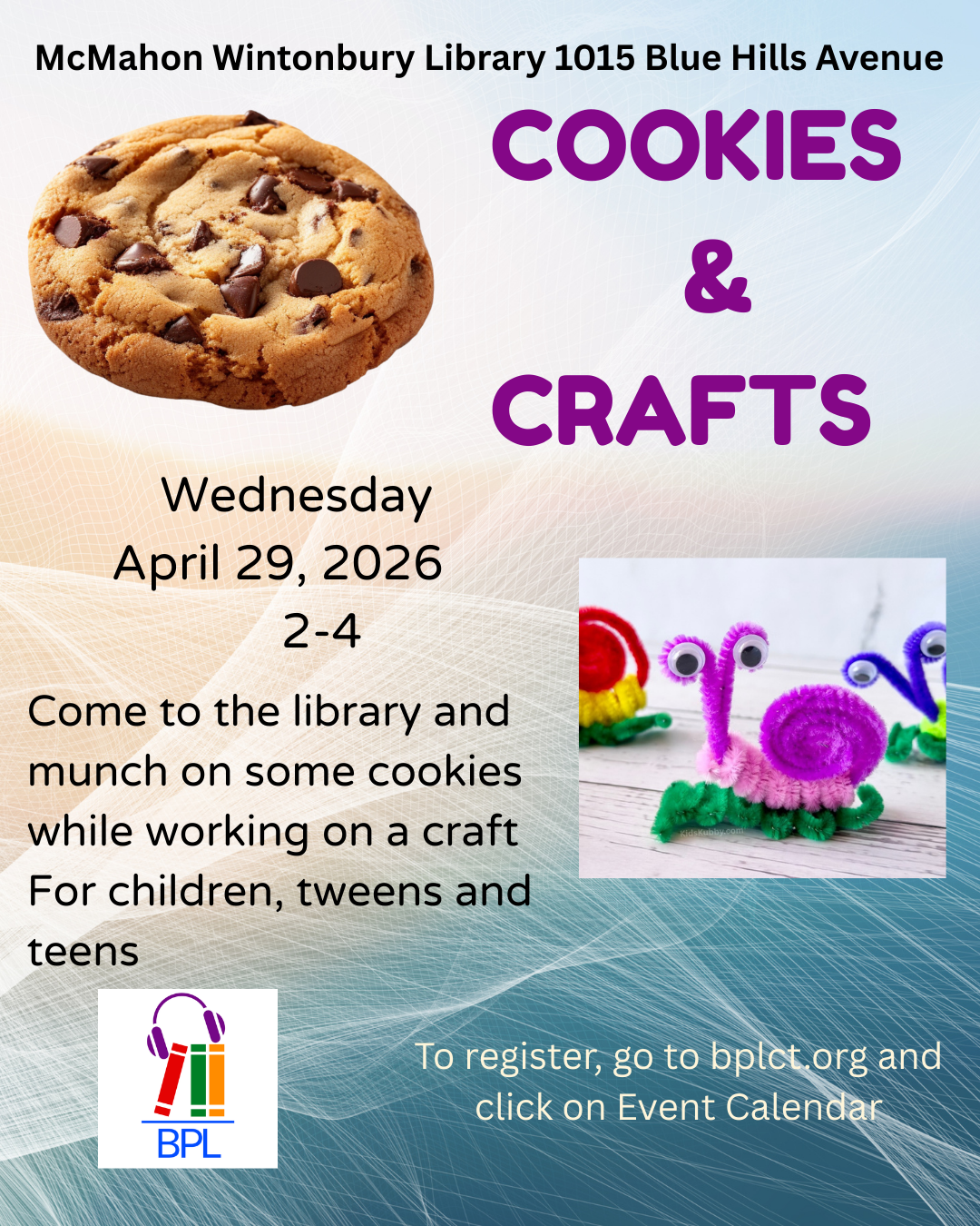cookies and crafts April 29, 2026 2-4