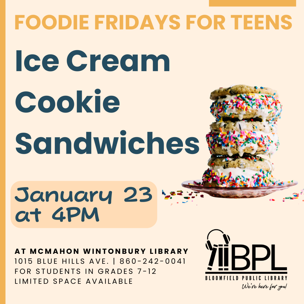 a stack of three ice cream cookie sandwiches