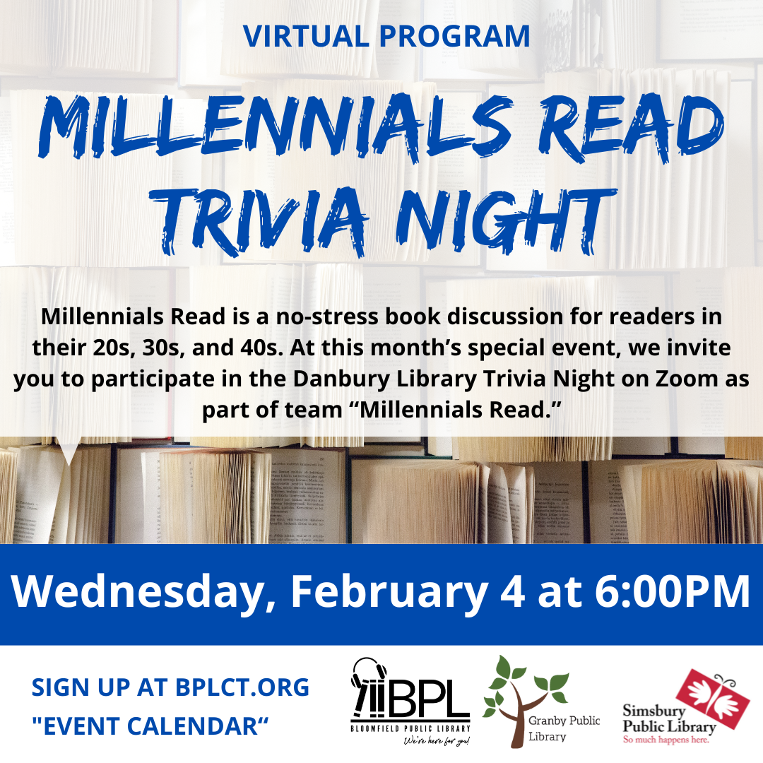 books background with virtual trivia night
