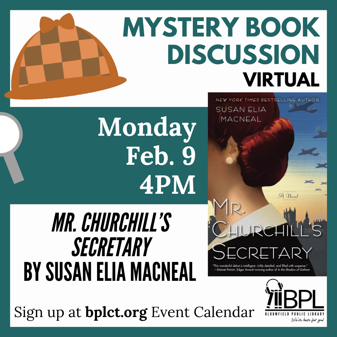 mr churchill's secretary book cover with sherlock cap and magnifying glass